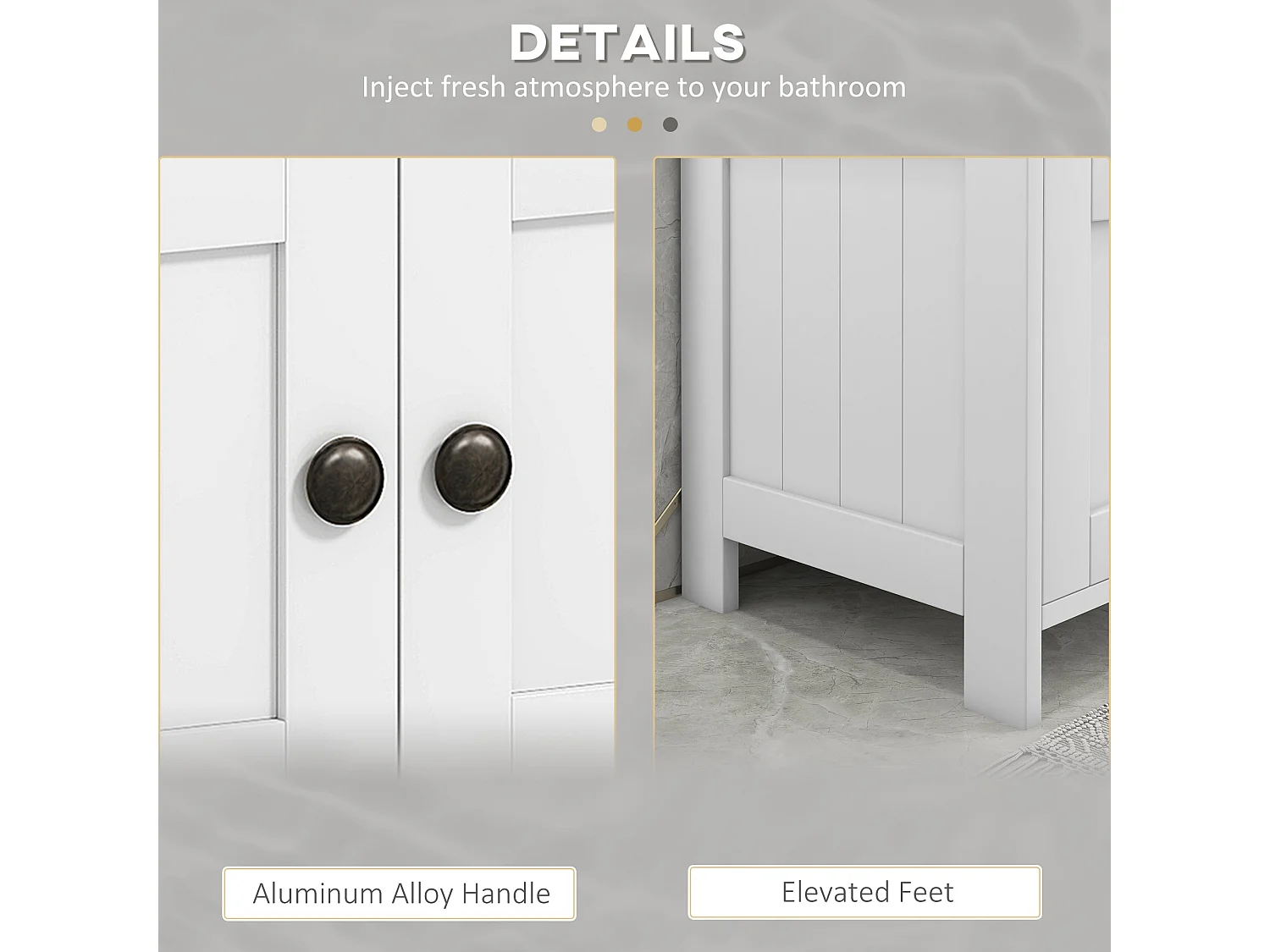 Dalaco White Pedestal Sink Storage Cabinet Double Doors Adjustable Shelves Soft Close