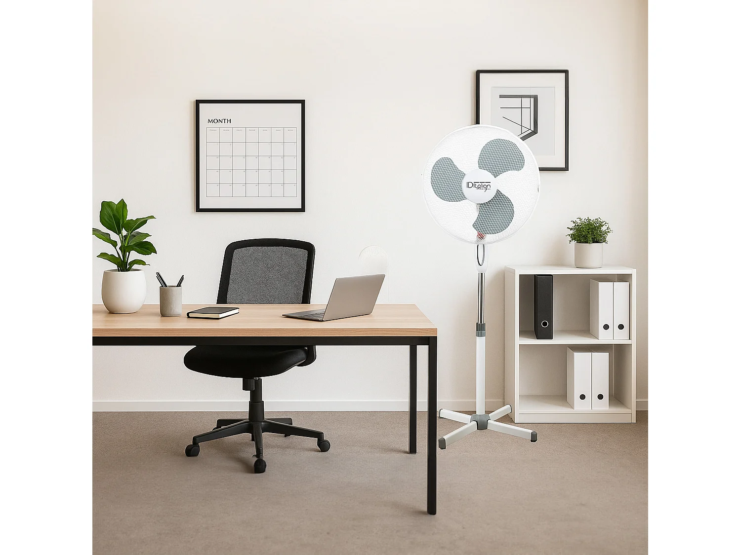 Ventilador de pie blanco Italian Design 45 W oscilante y regulable en altura
