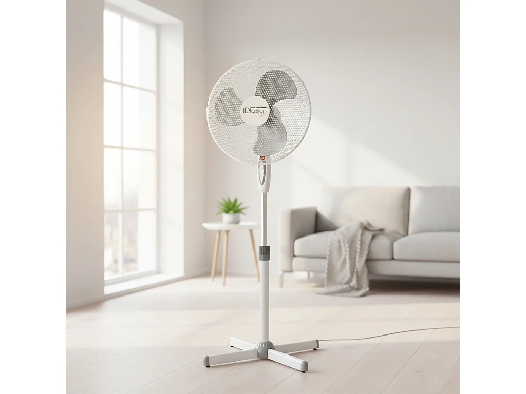 Ventilador de pie blanco Italian Design 45 W oscilante y regulable en altura