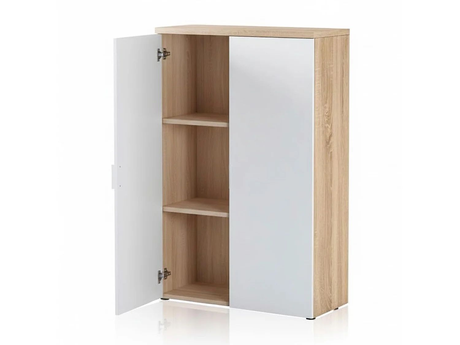 Armadio Multiuso Con 2 Ante E Ripiani Regolabili Mobile Salvaspazio In Melaminico Per Casa Ufficio Lavanderia E Ingresso 80 X 119 X 33 Cm Bianco Opaco E Rovere