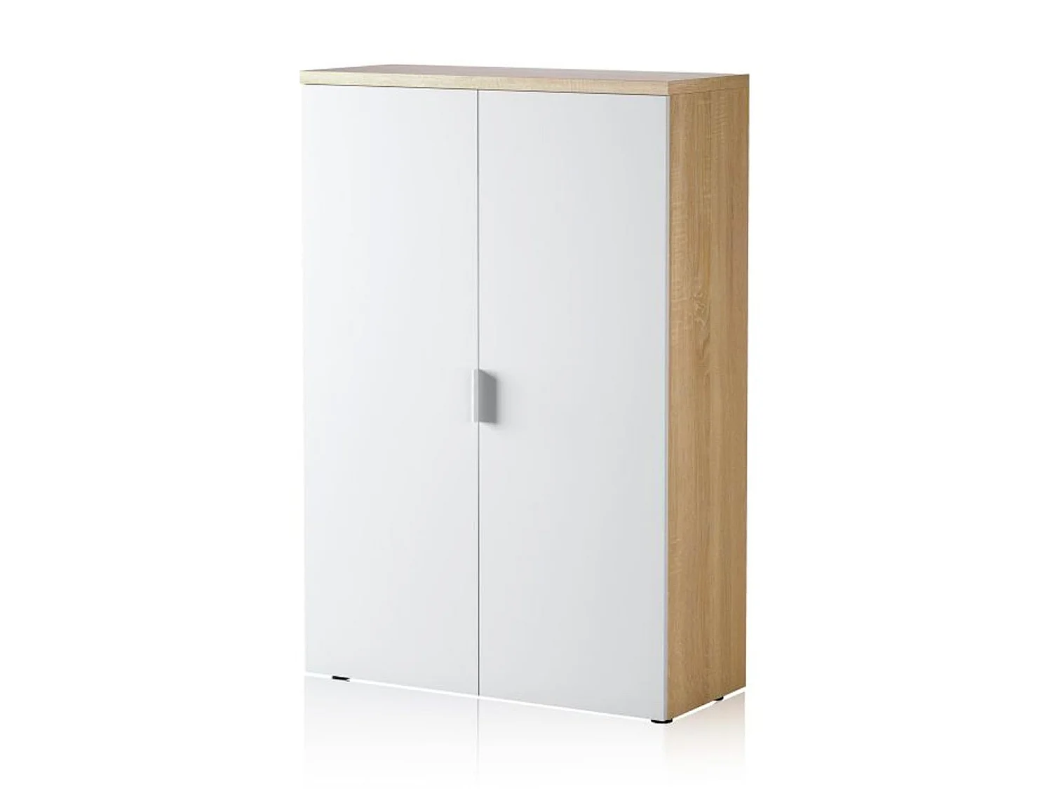 Armadio Multiuso Con 2 Ante E Ripiani Regolabili Mobile Salvaspazio In Melaminico Per Casa Ufficio Lavanderia E Ingresso 80 X 119 X 33 Cm Bianco Opaco E Rovere