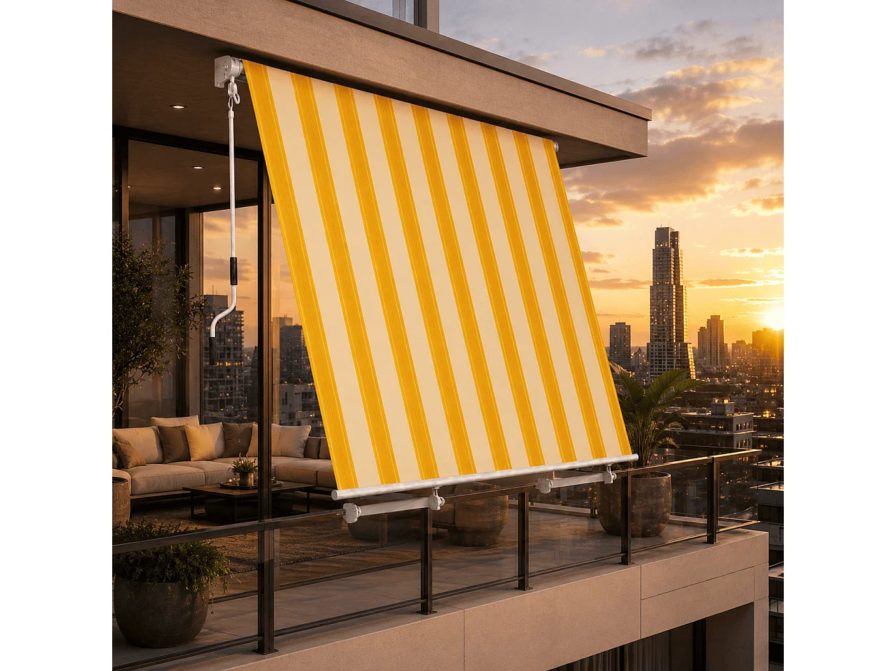 Telo Di Ricambio Per Tenda In Poliestere Materiale Resistente Agli Agenti Atmosferici Con Protezione Solare Per Terrazza Veranda E Spazi Esterni Giallo E Beige