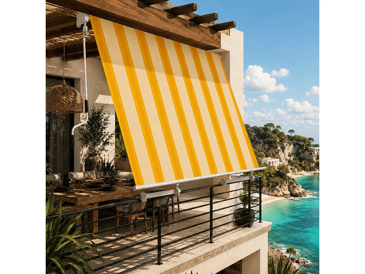 Telo Di Ricambio Per Tenda In Poliestere Materiale Resistente Agli Agenti Atmosferici Con Protezione Solare Per Terrazza Veranda E Spazi Esterni Giallo E Beige