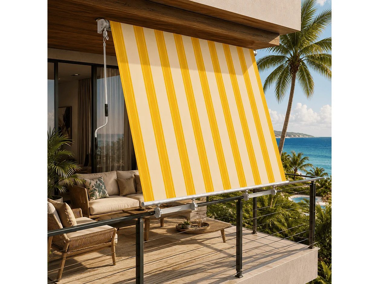 Telo Di Ricambio Per Tenda In Poliestere Materiale Resistente Agli Agenti Atmosferici Con Protezione Solare Per Terrazza Veranda E Spazi Esterni Giallo E Beige