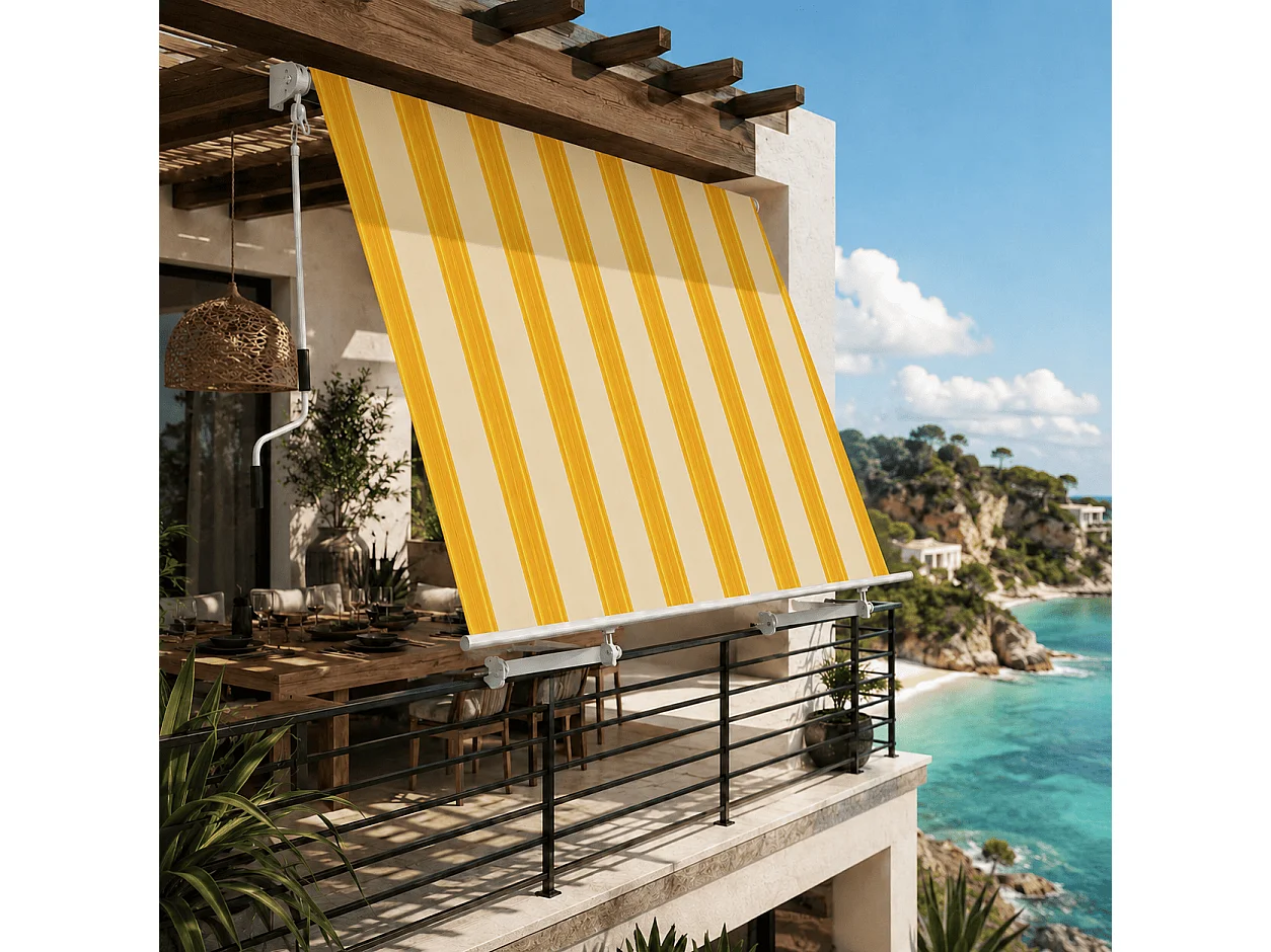 Telo Di Ricambio Per Tenda In Poliestere Materiale Resistente Agli Agenti Atmosferici Con Protezione Solare Per Terrazza Veranda E Spazi Esterni Giallo E Beige