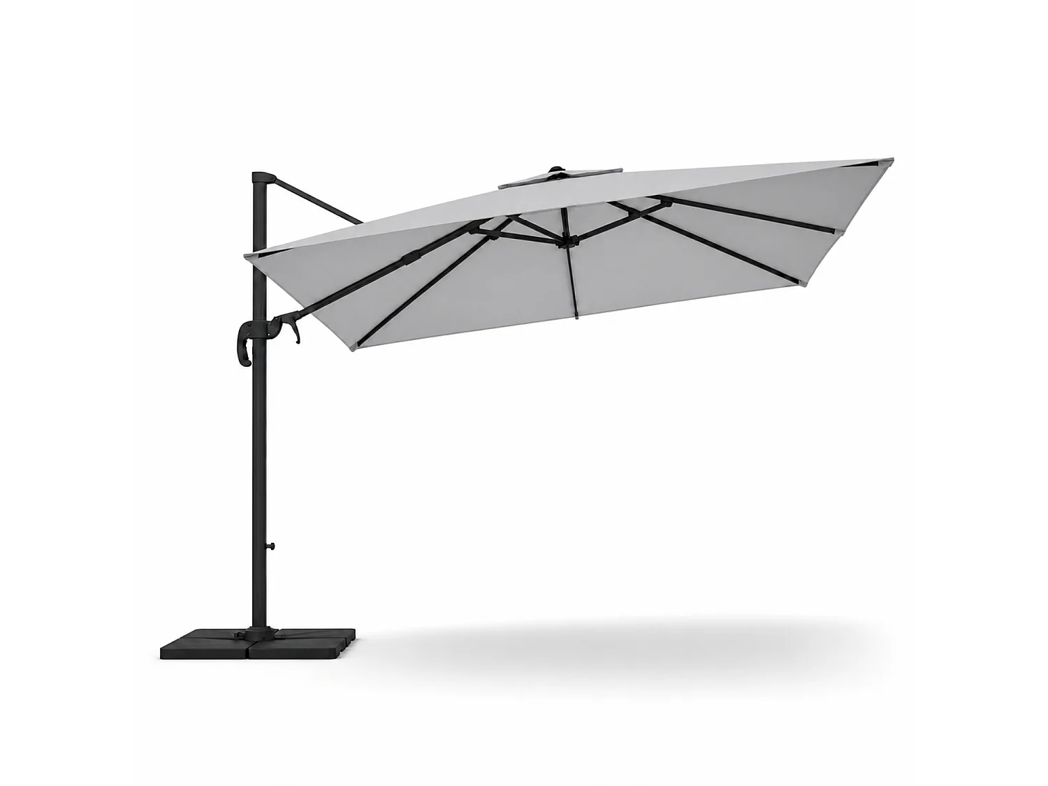 Ombrellone 3x4 M In Acciaio Retrattile Per Piscina Gazebo Terrazze Bar Hotel In Acciaio Inossidabile Con Braccio Rotabile 360° Telo Impermeabile Grigio Chiaro