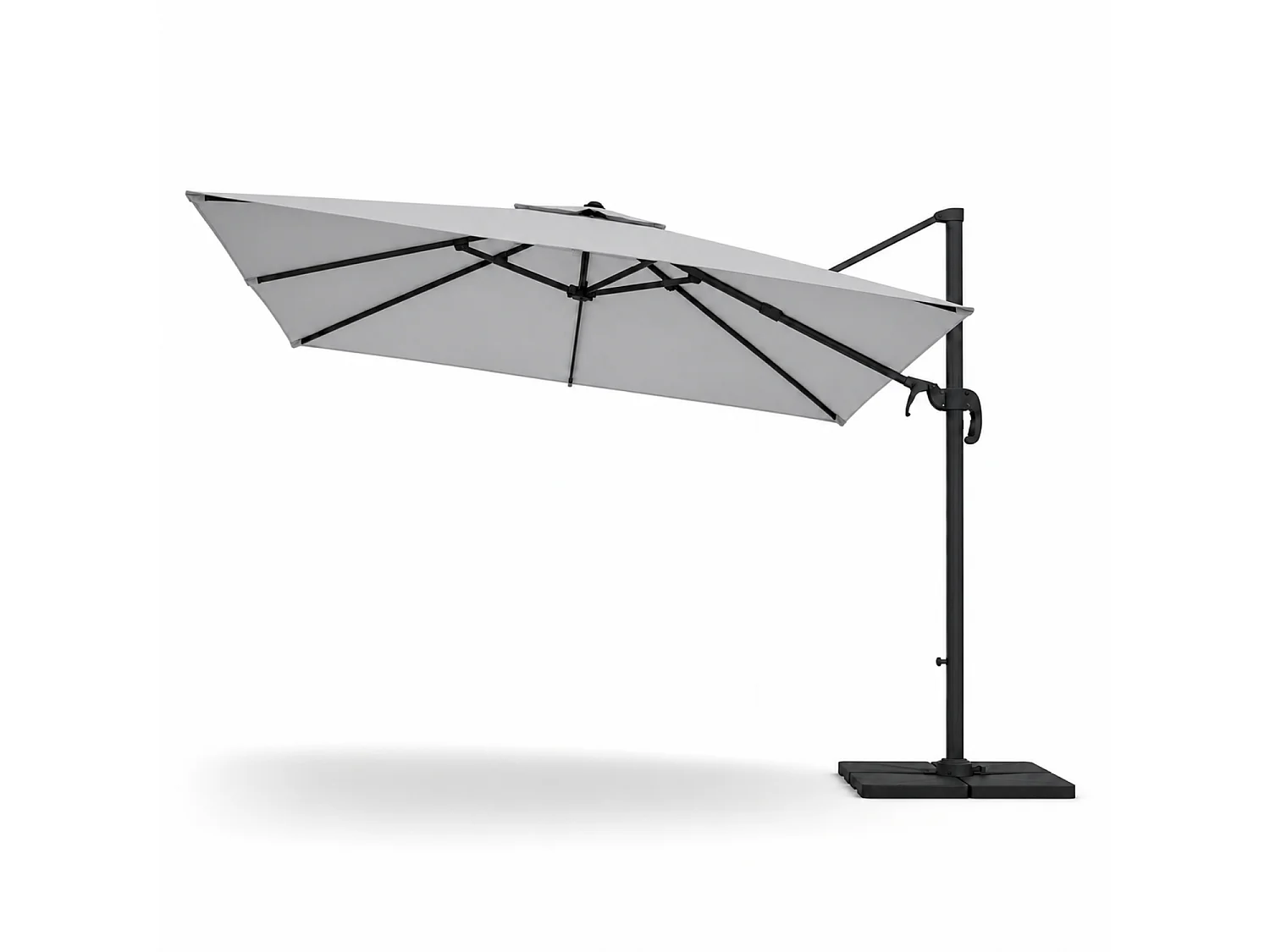 Ombrellone 3x4 M In Acciaio Retrattile Per Piscina Gazebo Terrazze Bar Hotel In Acciaio Inossidabile Con Braccio Rotabile 360° Telo Impermeabile Grigio Chiaro