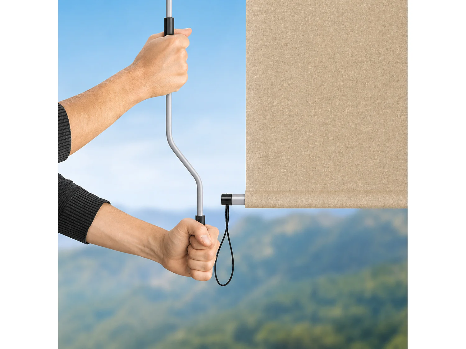 Tenda Verticale Da Sole Frangivista Cassonetto In Alluminio Manovella Rimovibile Protezione UV Idrorepellente Per Balcone Terrazza Veranda 180 X 250 Cm Beige