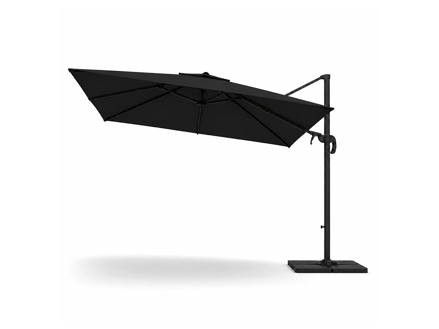 Ombrellone 3x3 M Con Braccio Retrattile Per Piscina Gazebo Terrazze Bar Hotel In Acciaio Inossidabile Braccio Rotabile 360° Telo Resistente Impermeabile Nero
