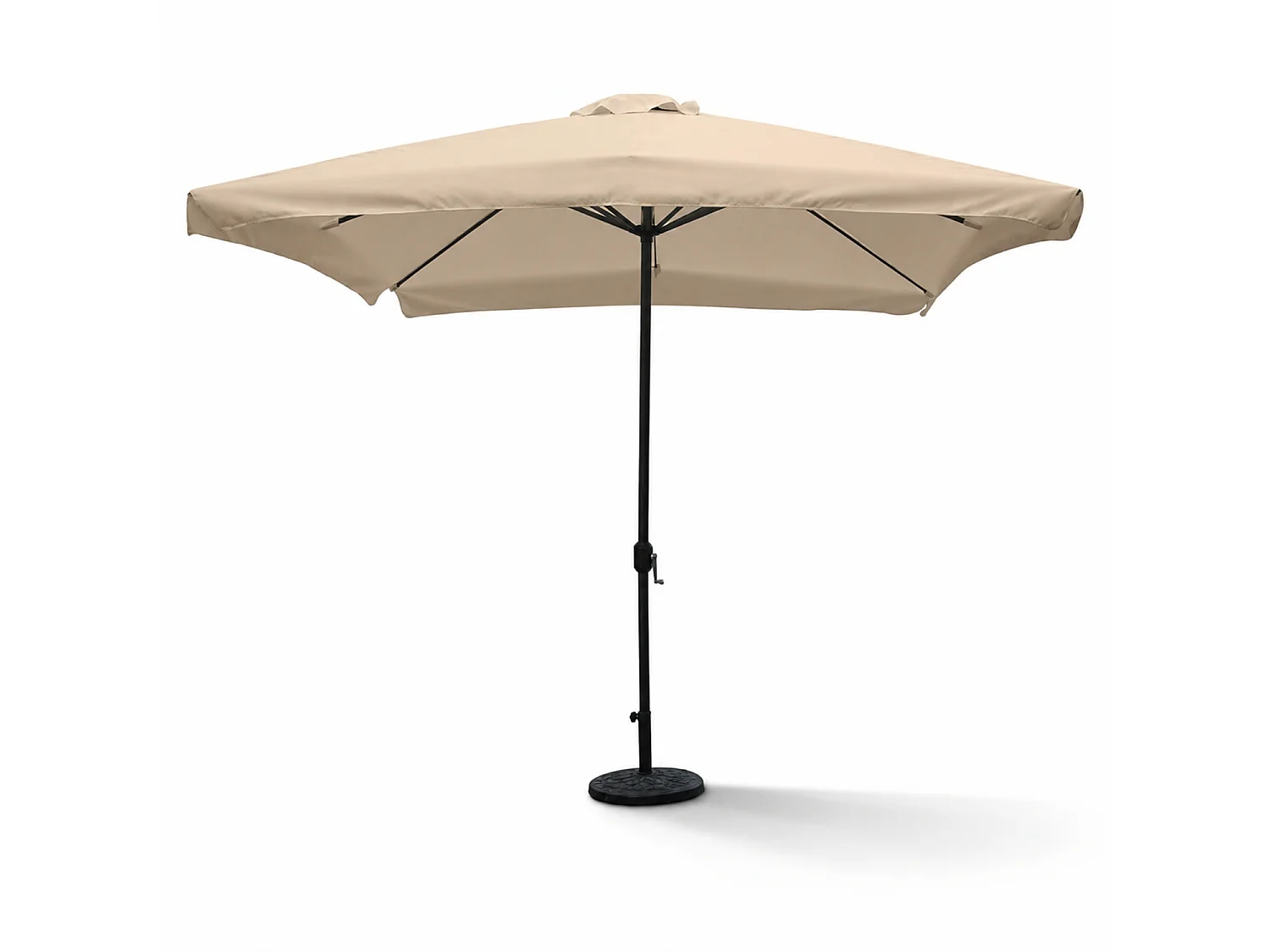 Ombrellone Quadrato 3x3 Metri Da Giardino Con Manovella Struttura In Acciaio Palo Centrale Telo Poliestere Cotone 160 G Mq Per Patio Piscina Relax Tortora