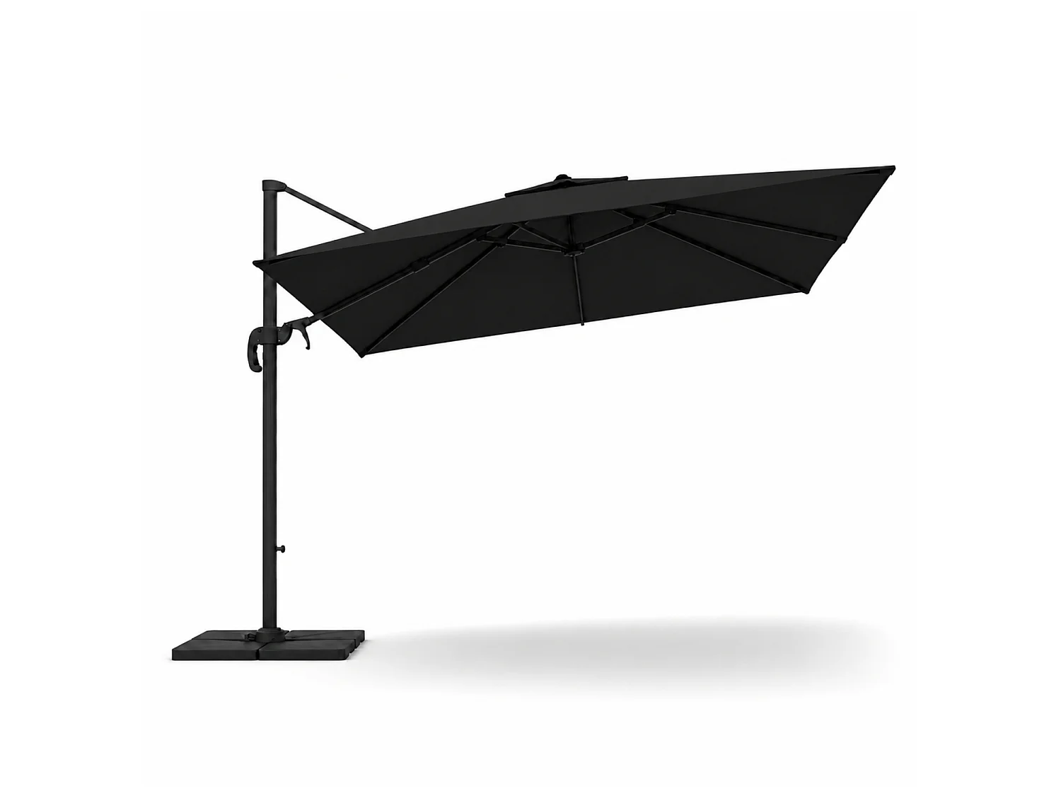 Ombrellone 3x4 Metri A Braccio Retrattile Per Giardino Piscina Terrazze Bar Hotel Con Struttura In Acciaio E Rotazione  A 360° Telo Impermeabile Nero