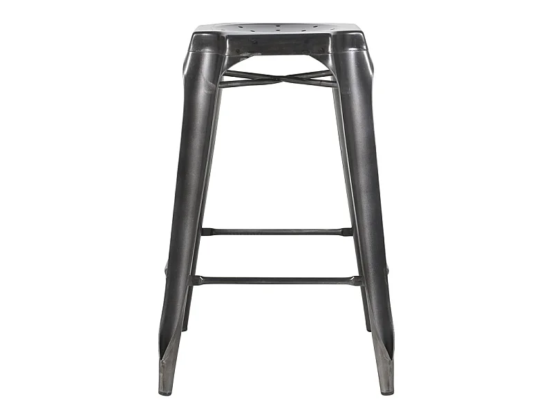 Lot 4 tabourets de bar vintage empilables métal gris vieilli - METALICA