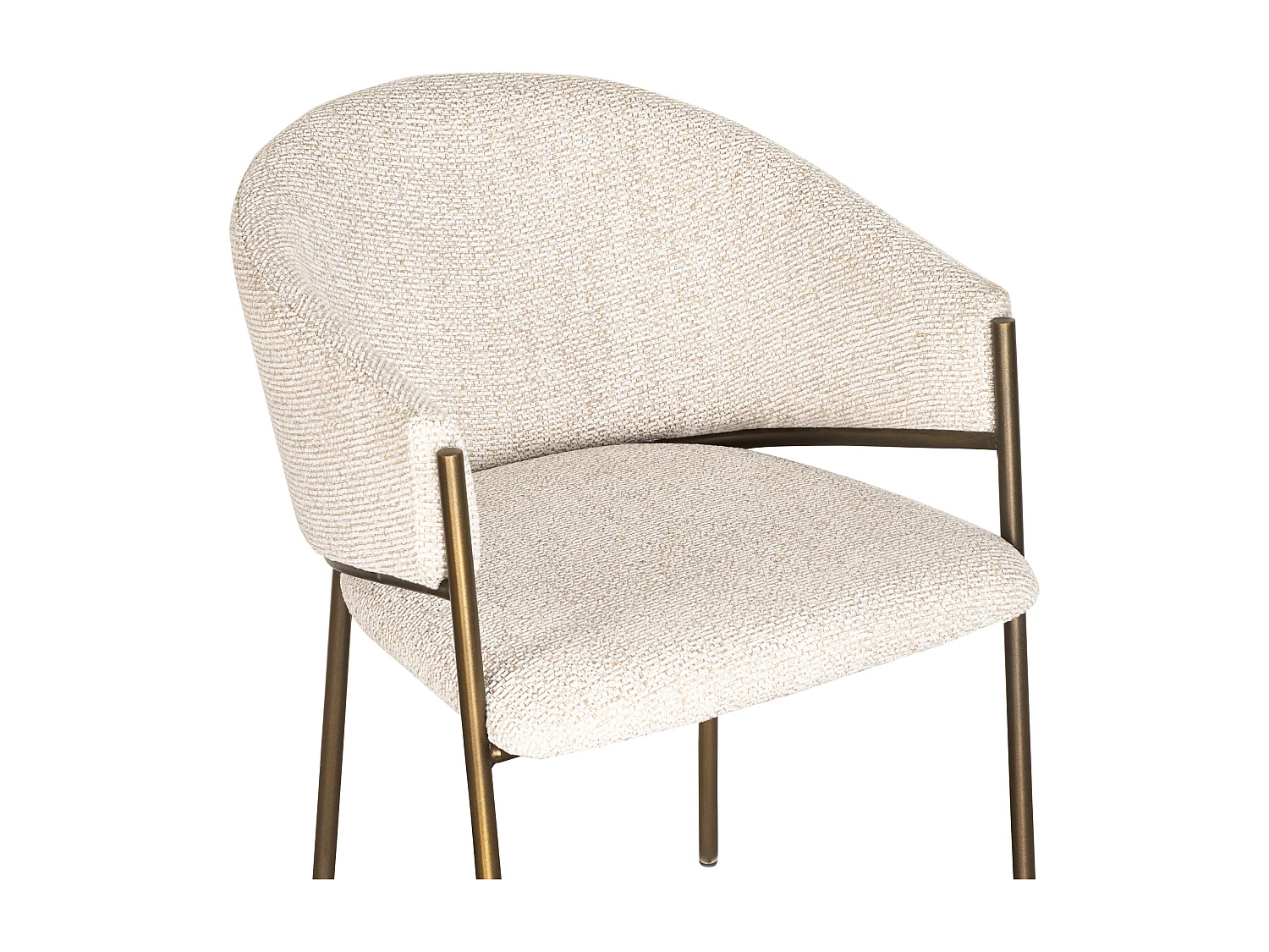 Lot de 6 chaises avec accoudoirs en tissu tweed et métal bronze - Crème - ORDIDA