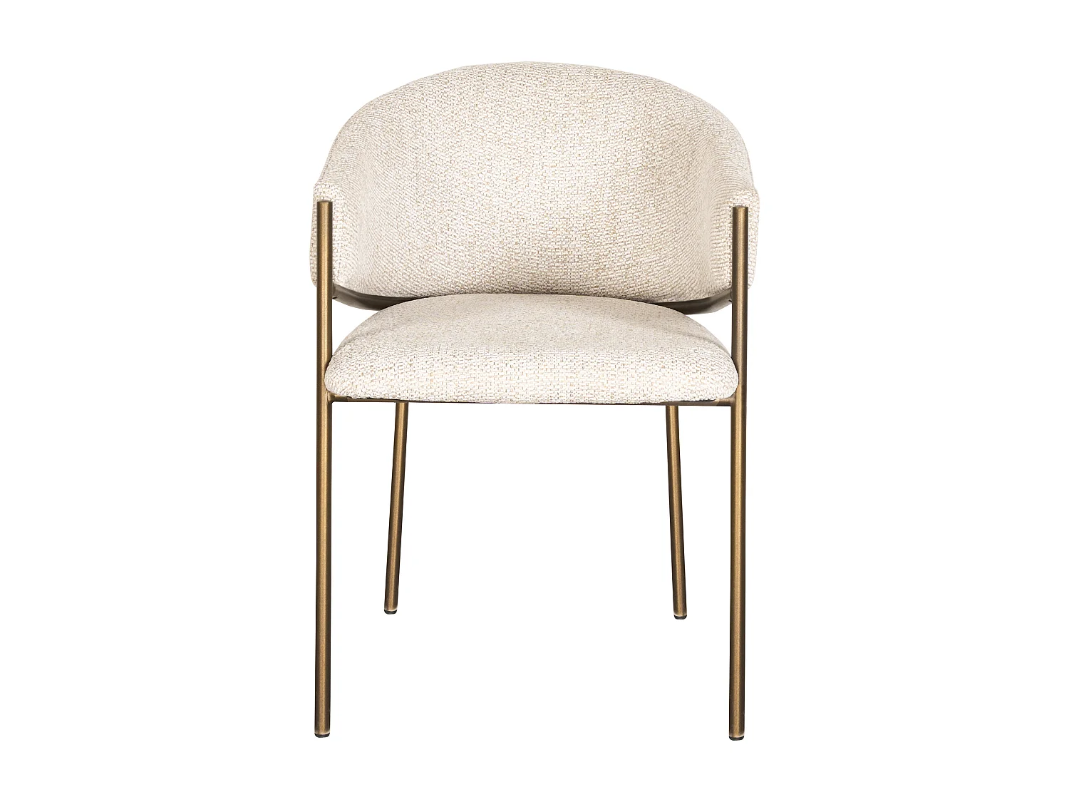 Lot de 6 chaises avec accoudoirs en tissu tweed et métal bronze - Crème - ORDIDA