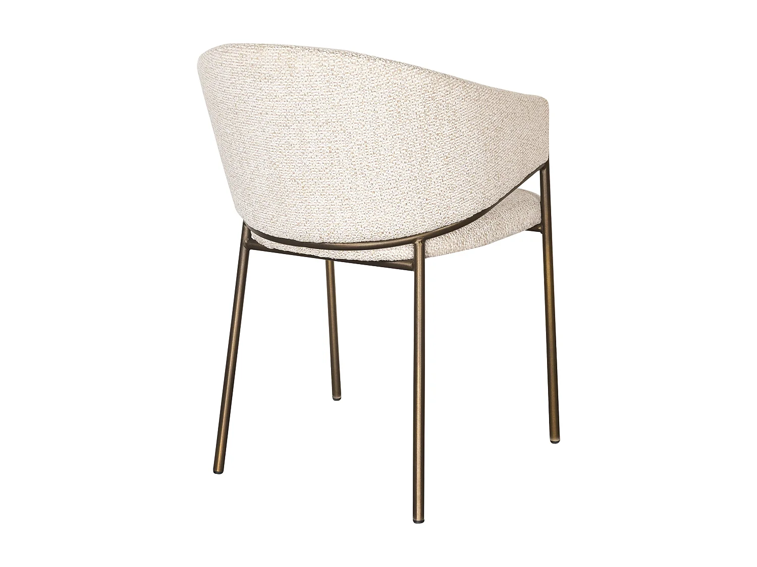 Lot de 6 chaises avec accoudoirs en tissu tweed et métal bronze - Crème - ORDIDA