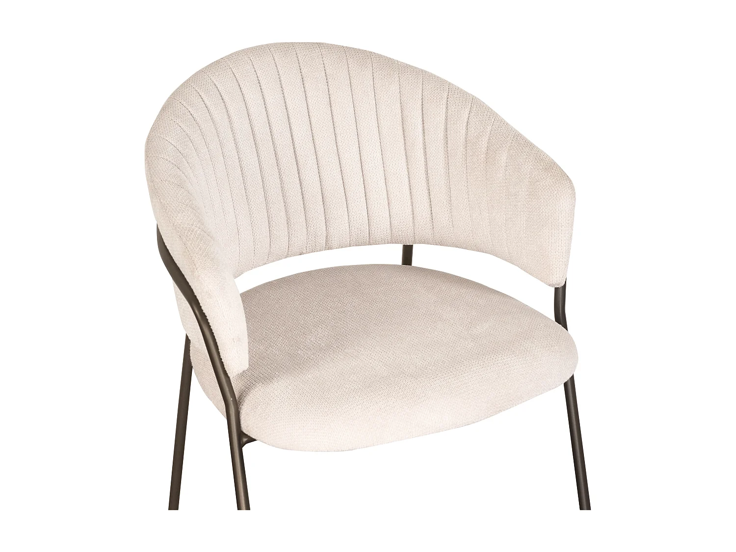 Lot de 6 chaises en tissu texturé et métal bronze - Beige - MADOLIA