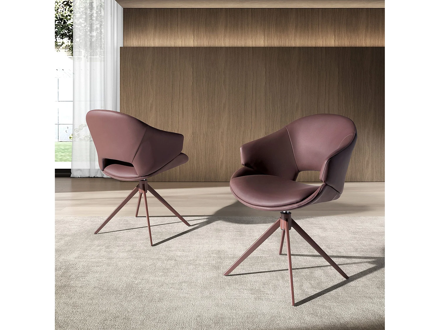 Sedia girevole in similpelle marrone ramato 4243 ANGEL CERDA