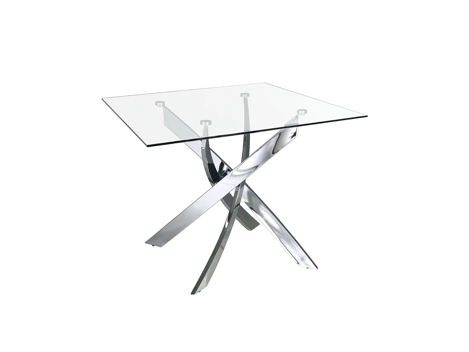 Quadratischer Esstisch aus gehärtetem Glas und verchromtem Stahl 1061-130x130 ANGEL CERDA
