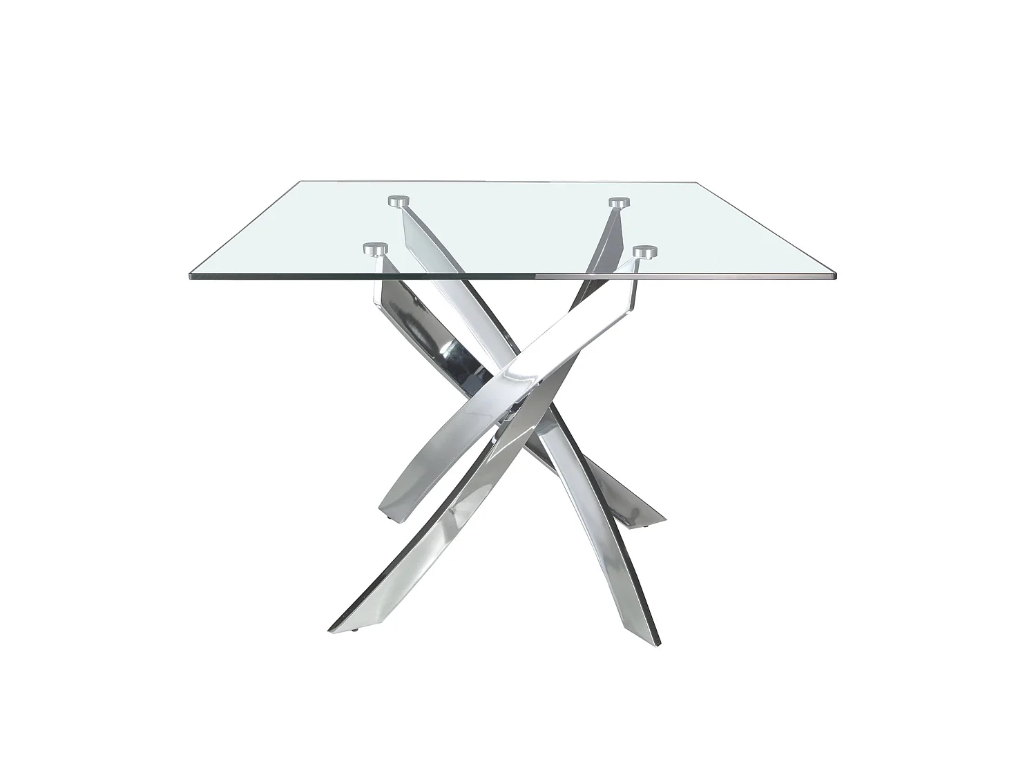 Quadratischer Esstisch aus gehärtetem Glas und verchromtem Stahl 1061-130x130 ANGEL CERDA