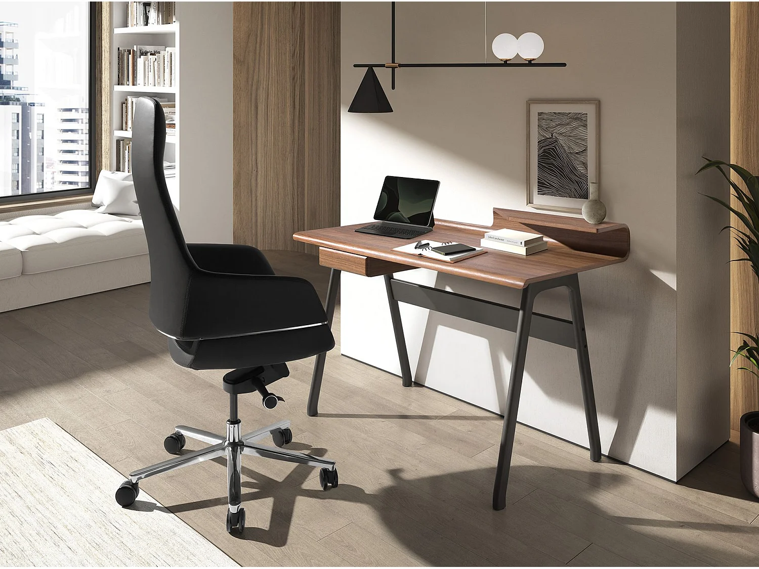 Scrivania in noce e fibra di vetro color grigio scuro metallizzato 3310 ANGEL CERDA