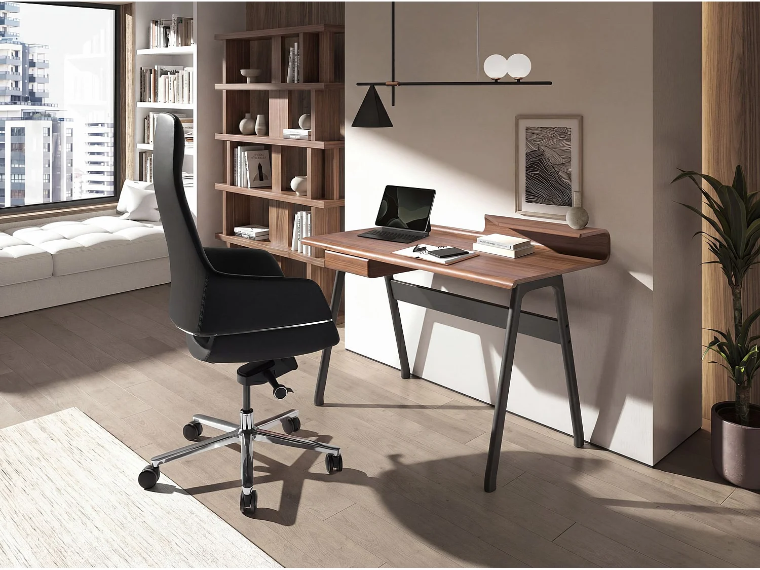 Scrivania in noce e fibra di vetro color grigio scuro metallizzato 3310 ANGEL CERDA