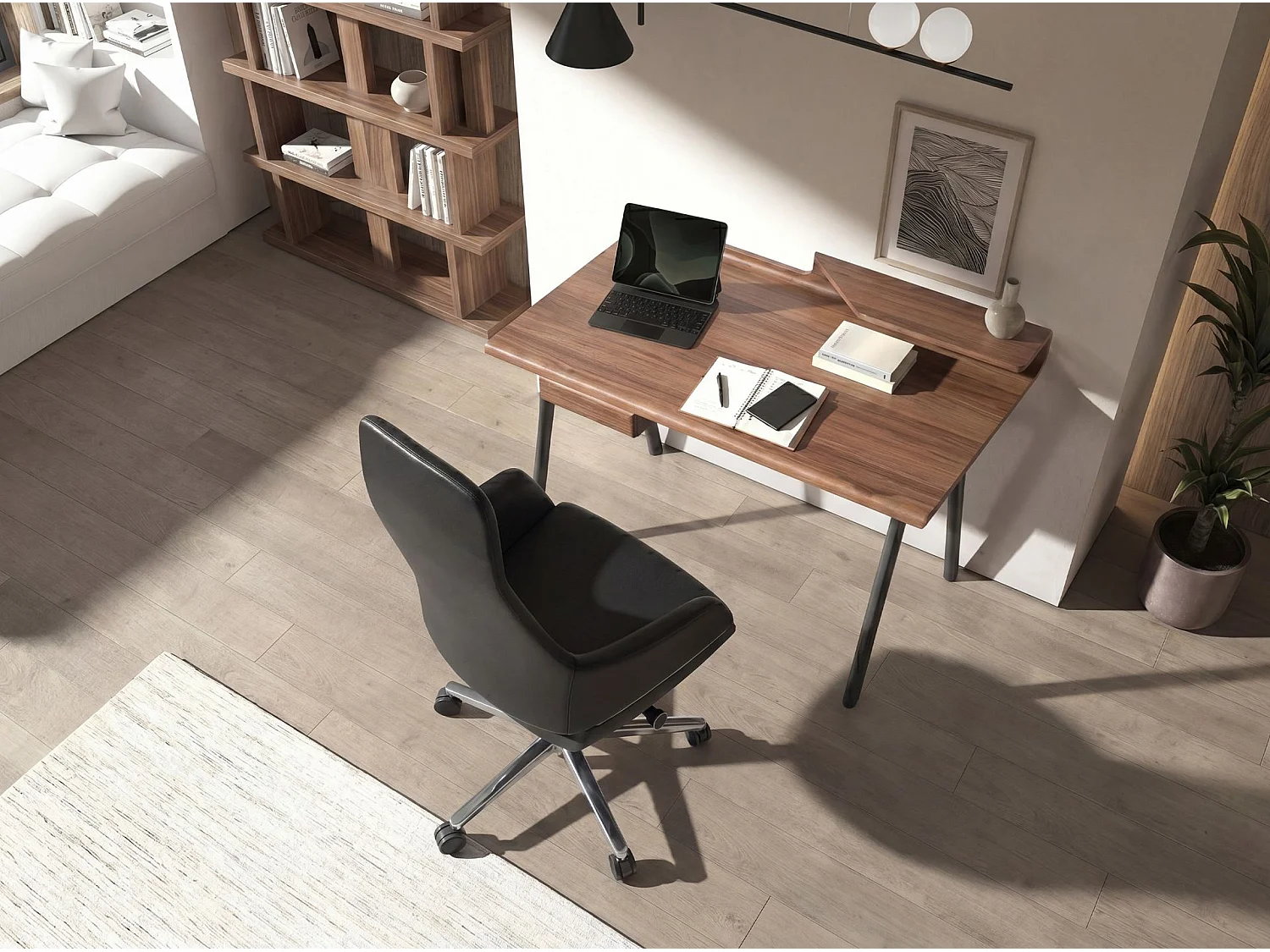Scrivania in noce e fibra di vetro color grigio scuro metallizzato 3310 ANGEL CERDA