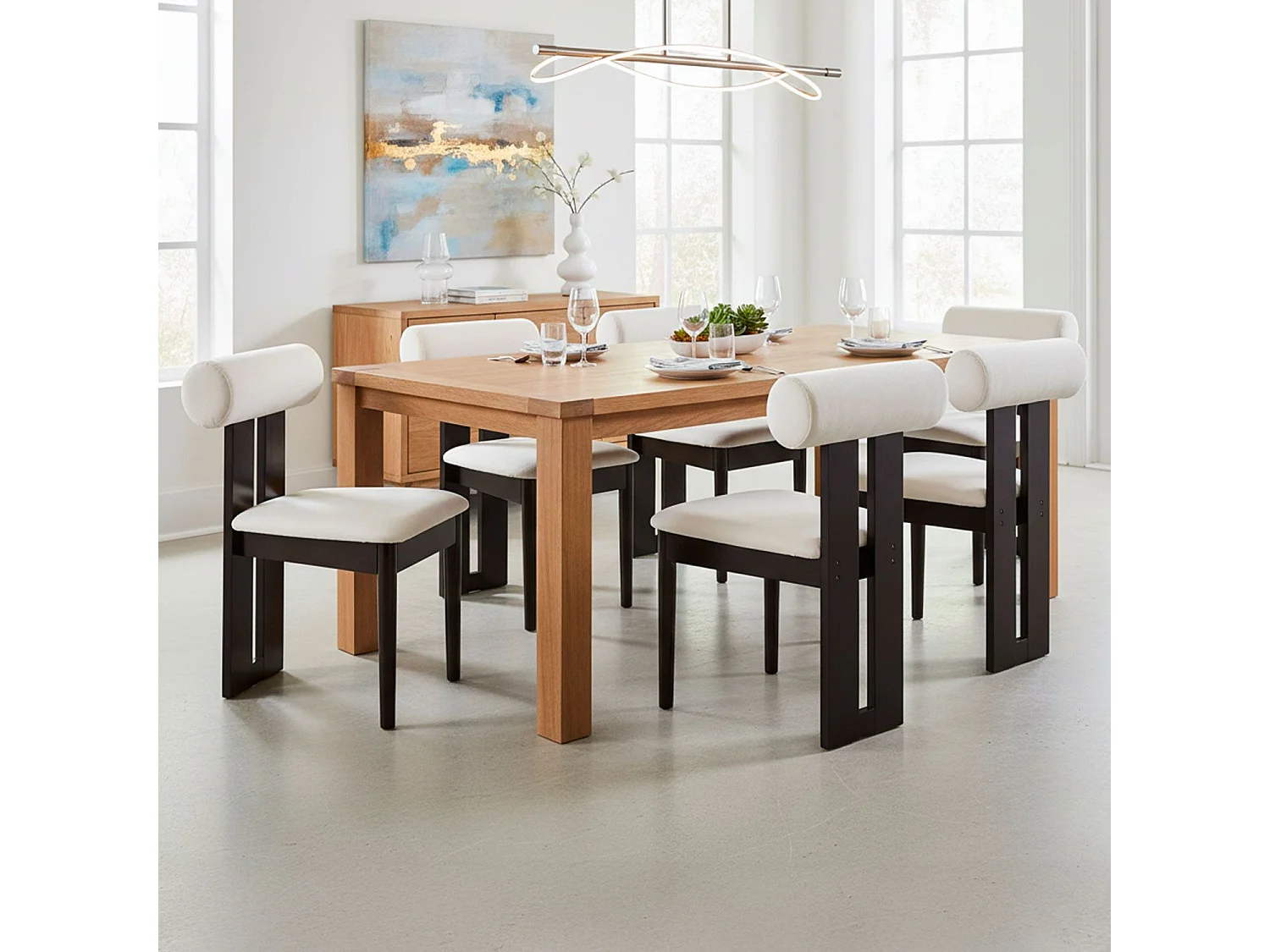 Chaise de salle à manger style intemporel Tuboli Bois foncé et Velours Crème
