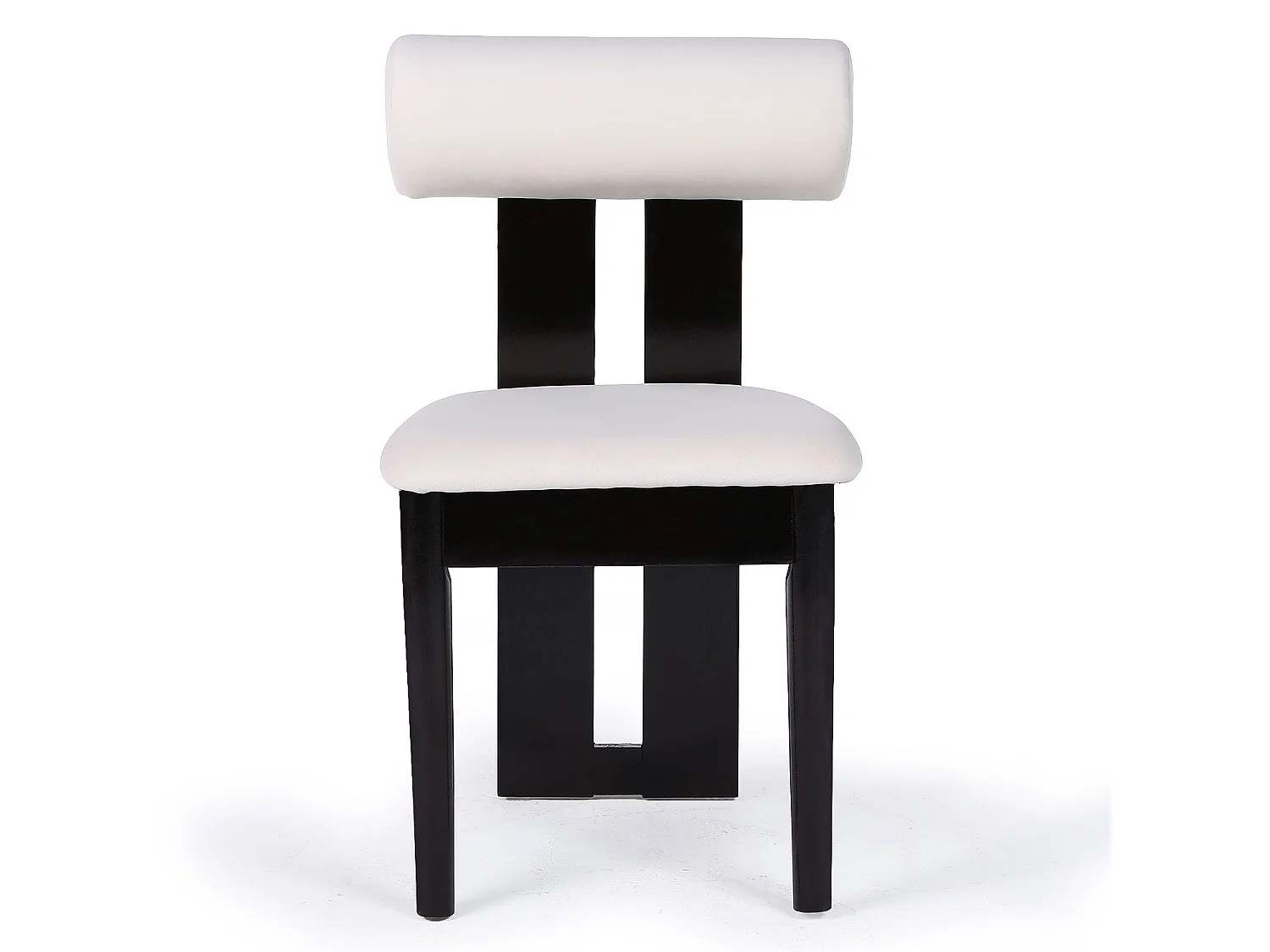 Chaise de salle à manger style intemporel Tuboli Bois foncé et Velours Crème