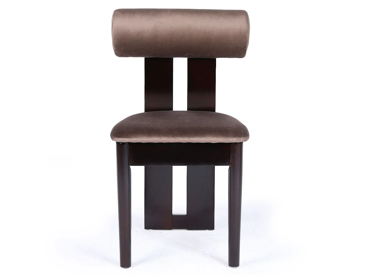 Chaise de salle à manger style intemporel Tuboli Bois foncé et Velours Marron