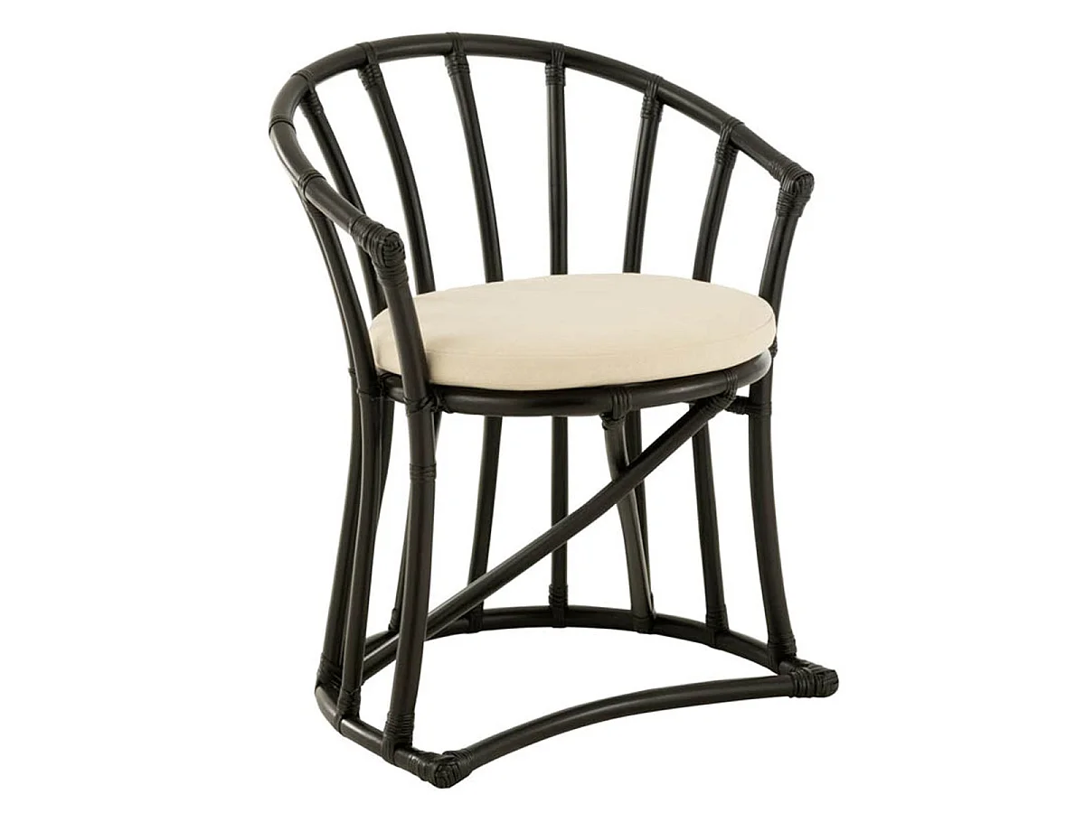 Chaise Rotin & Coussin "Howard" 70cm Noir