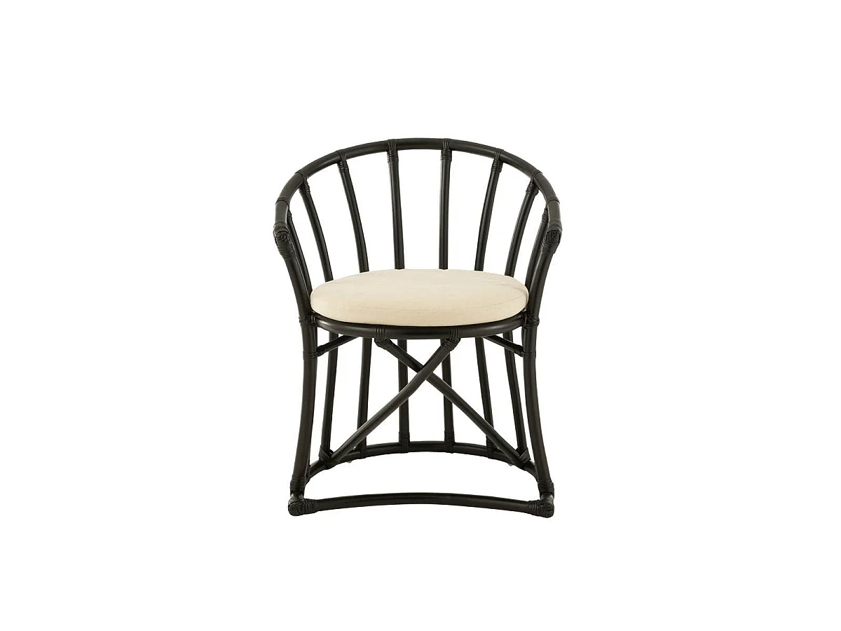 Chaise Rotin & Coussin "Howard" 70cm Noir