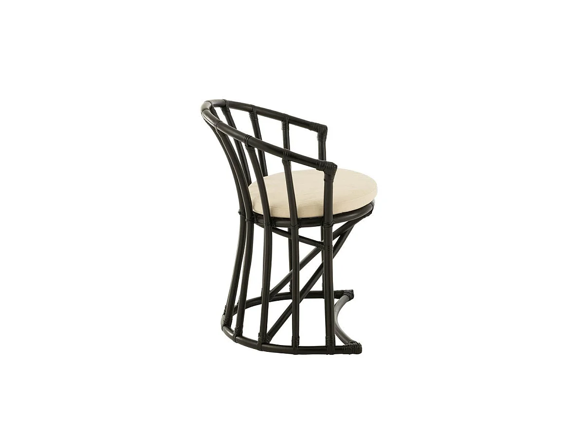 Chaise Rotin & Coussin "Howard" 70cm Noir