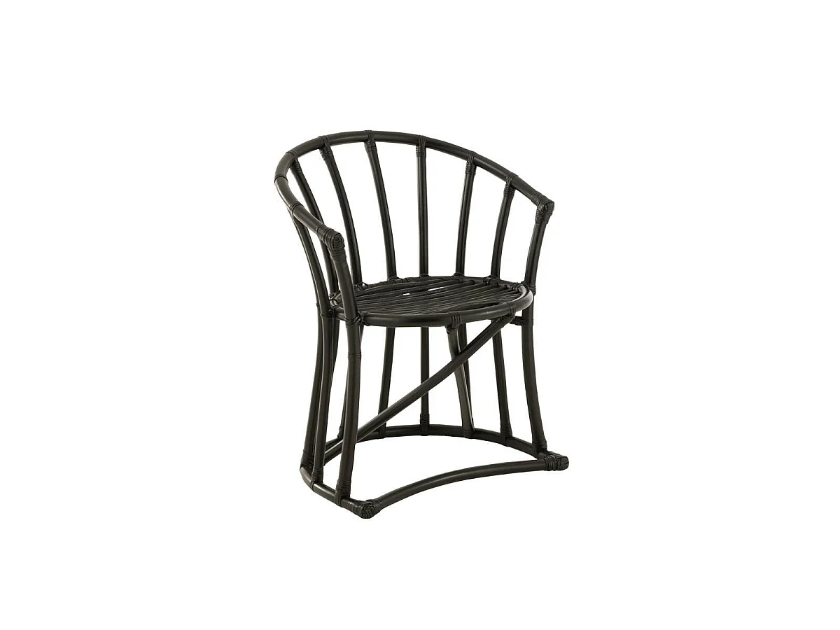 Chaise Rotin & Coussin "Howard" 70cm Noir