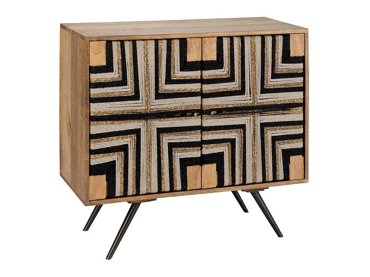 Buffet 2 Portes en Bois "Fils Tissés" 92cm Multicolore