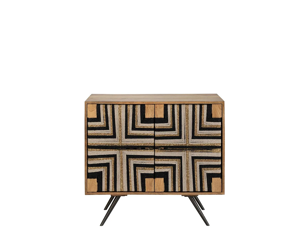Buffet 2 Portes en Bois "Fils Tissés" 92cm Multicolore