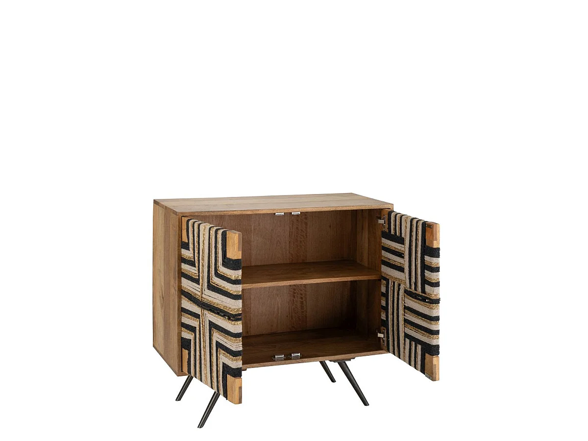 Buffet 2 Portes en Bois "Fils Tissés" 92cm Multicolore