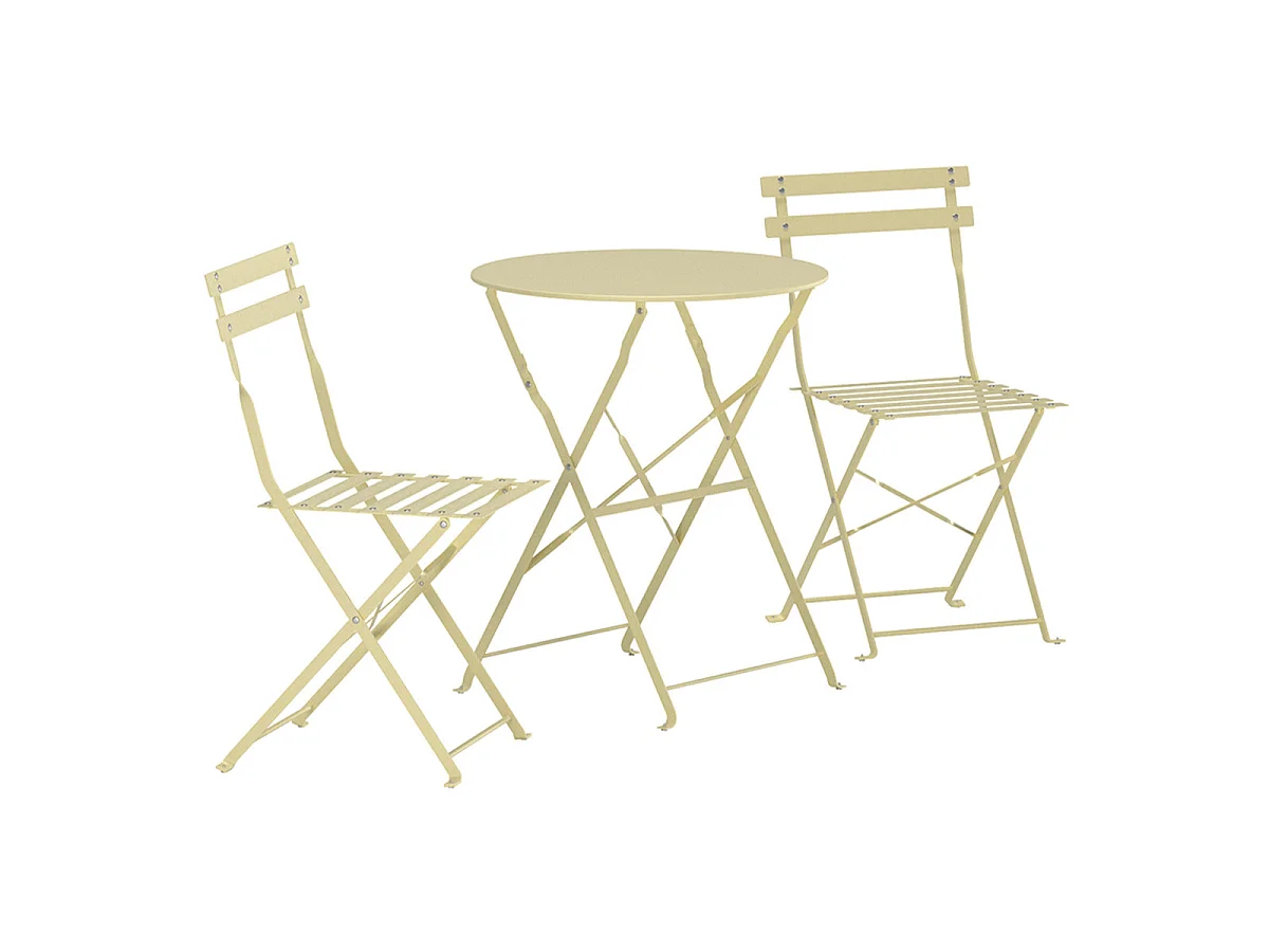 Ensemble Table de Jardin & 2 Chaises "Tao" 71cm Jaune