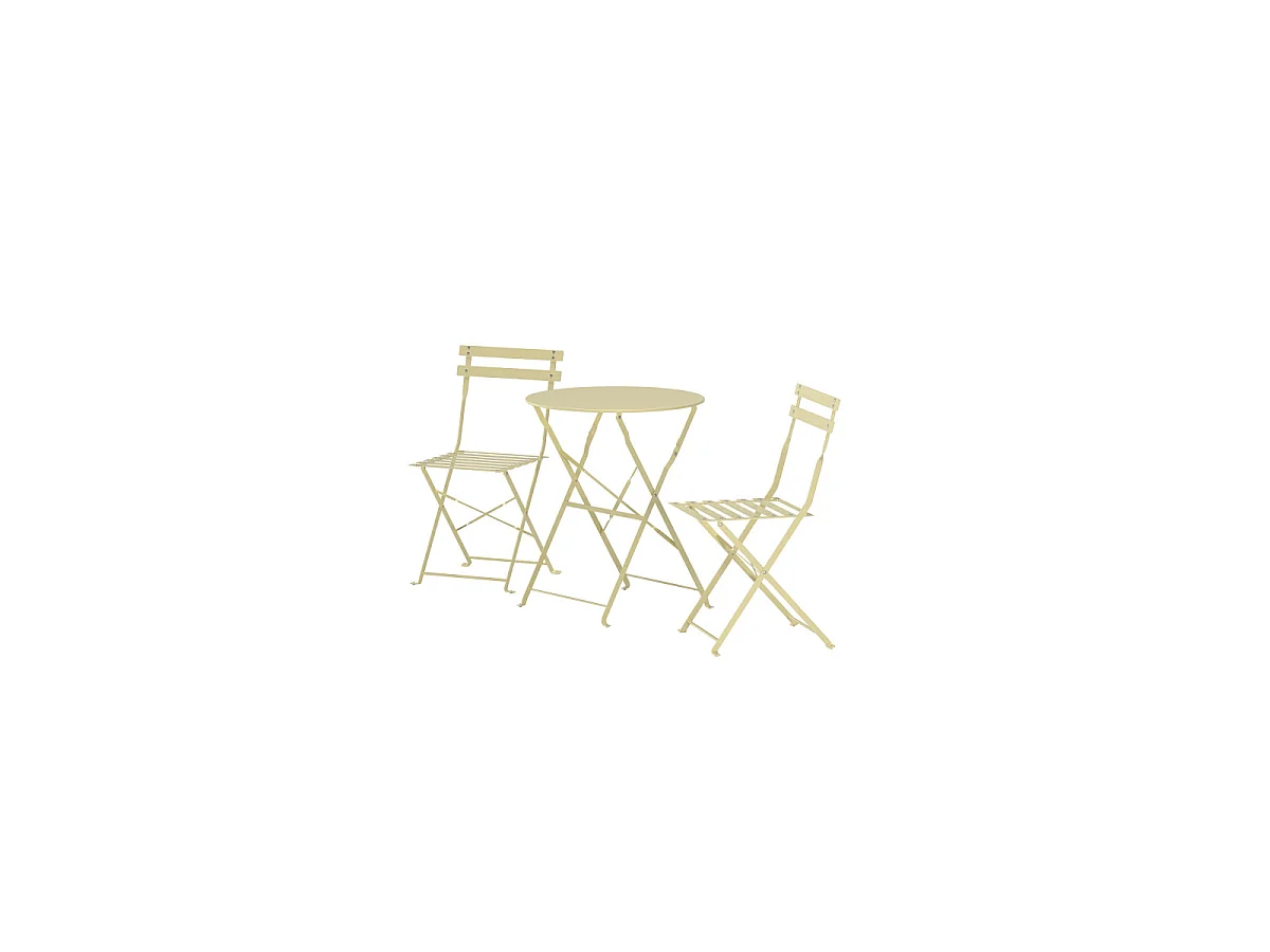 Ensemble Table de Jardin & 2 Chaises "Tao" 71cm Jaune