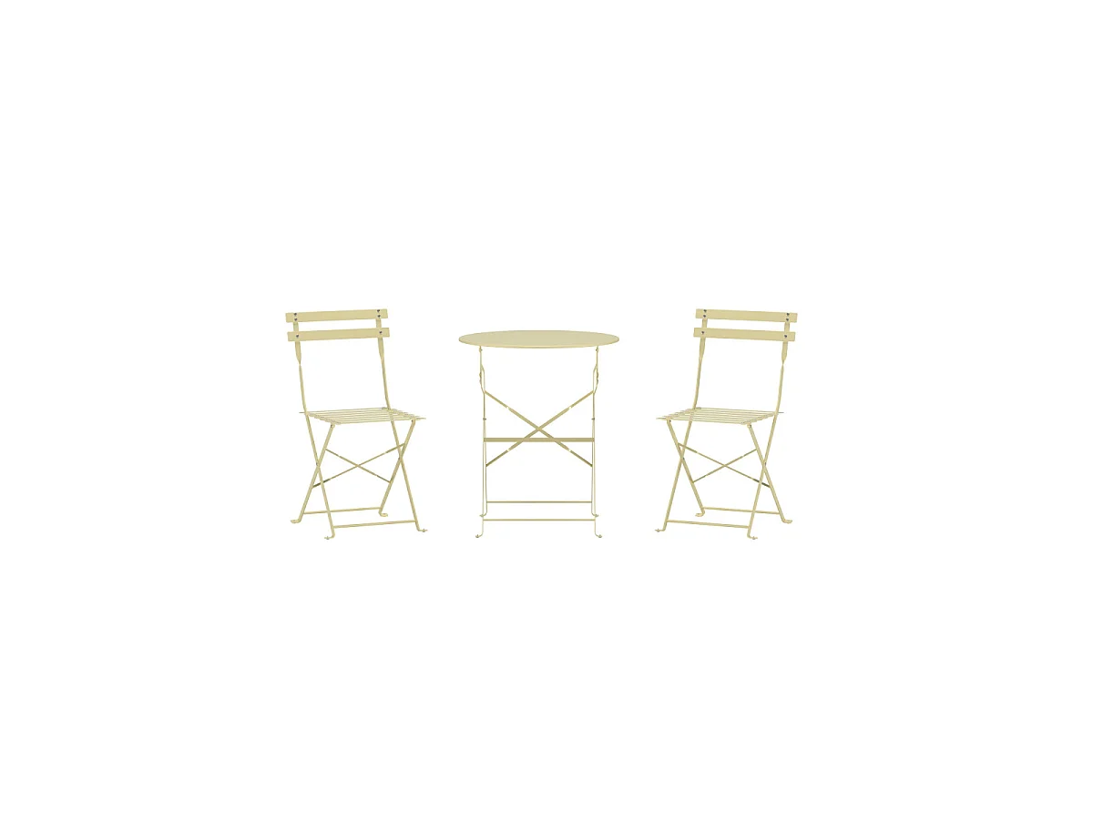 Ensemble Table de Jardin & 2 Chaises "Tao" 71cm Jaune