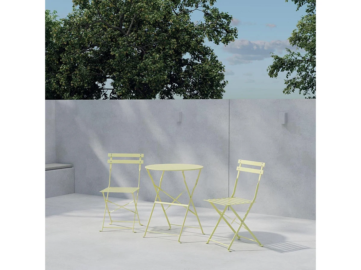 Ensemble Table de Jardin & 2 Chaises "Tao" 71cm Jaune