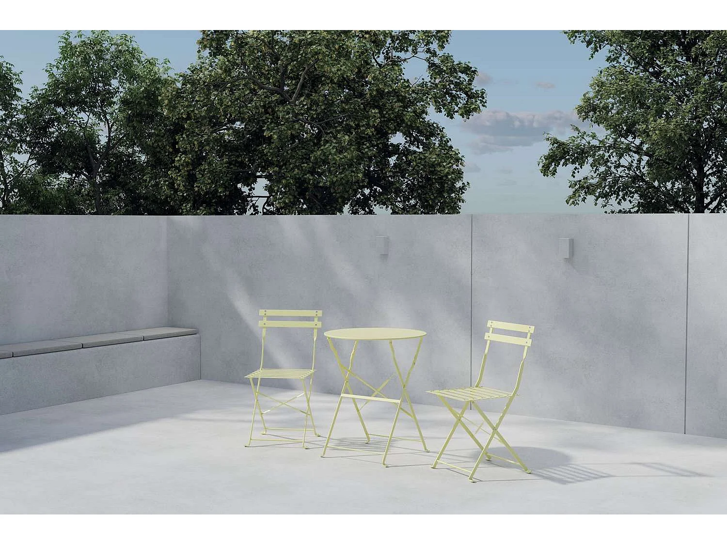 Ensemble Table de Jardin & 2 Chaises "Tao" 71cm Jaune