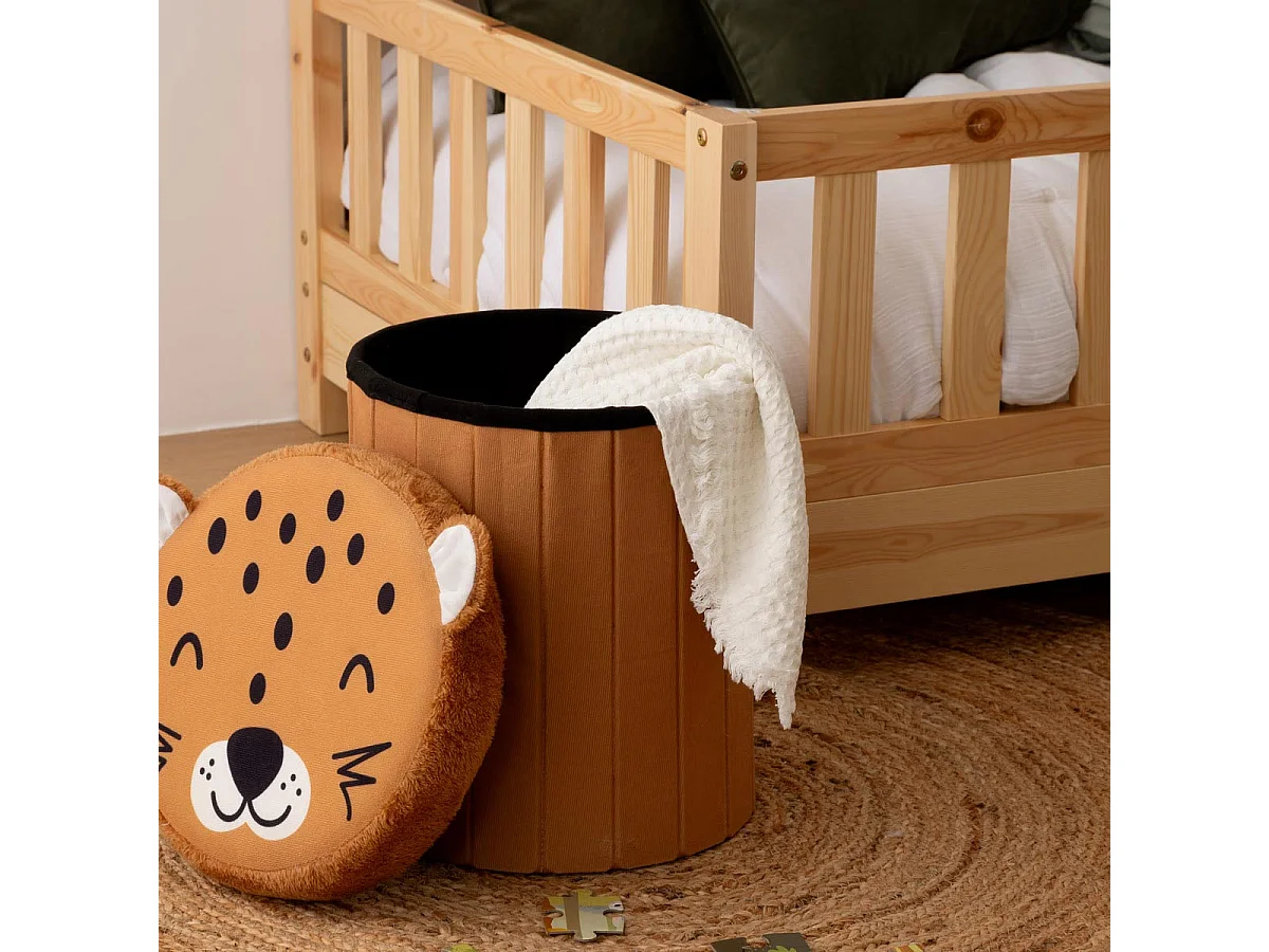 Pouf Coffre Pliable "Léopard" 36cm Orange