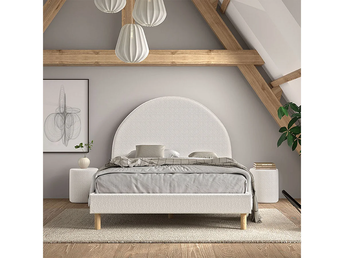 Pouf Design Bouclé "Moon" 41cm Blanc