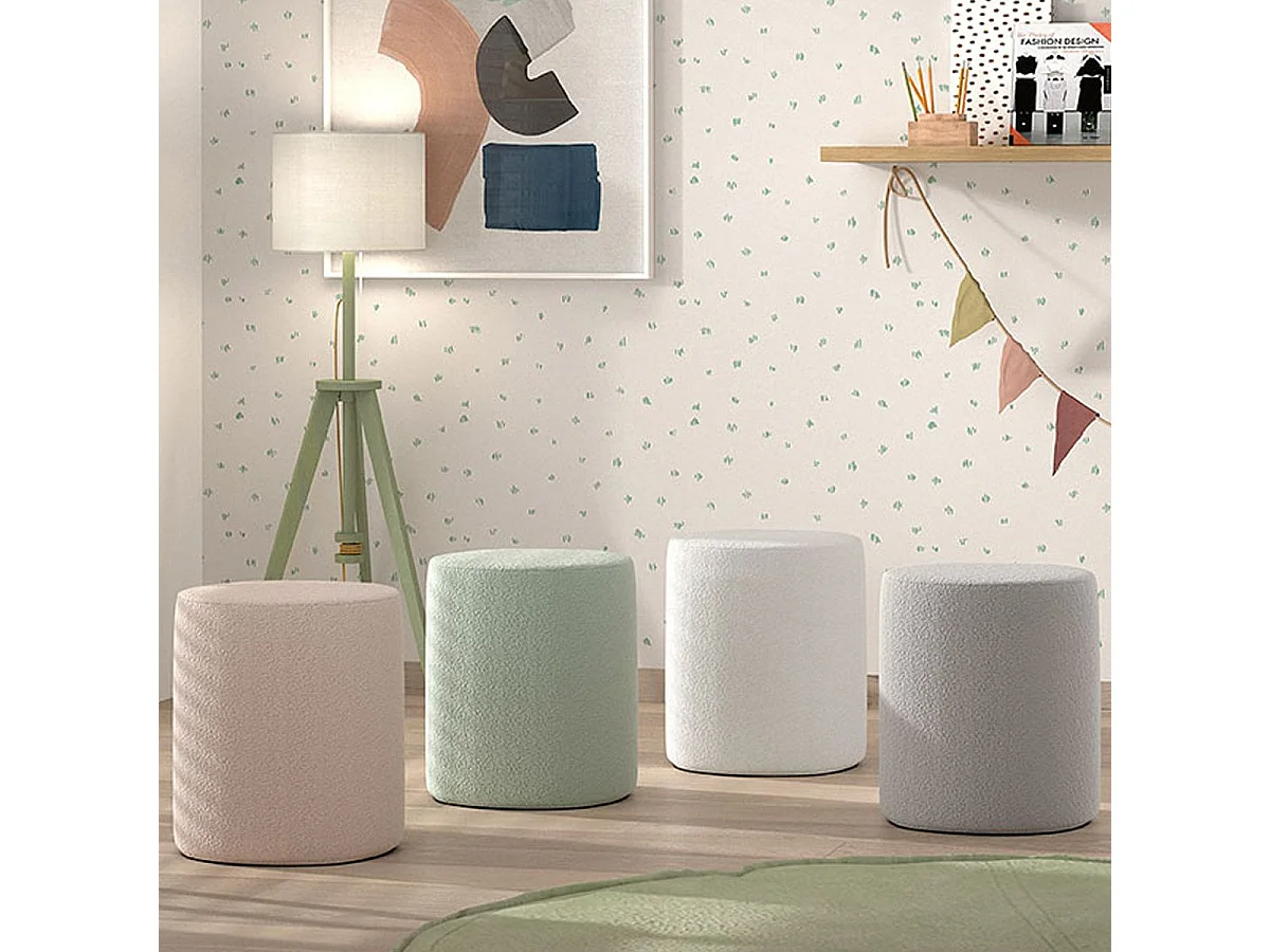 Pouf Design Bouclé "Moon" 41cm Vert
