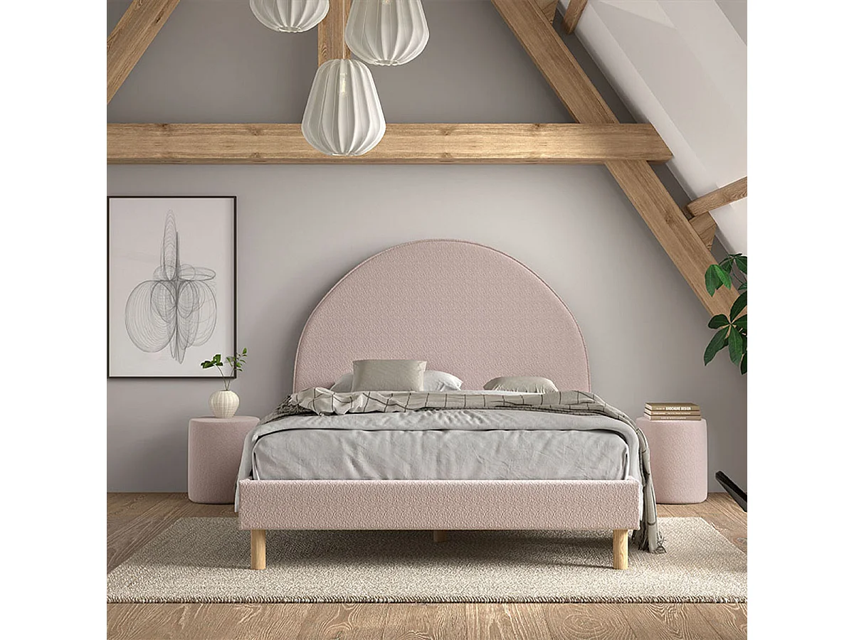 Pouf Design Bouclé "Moon" 41cm Rose