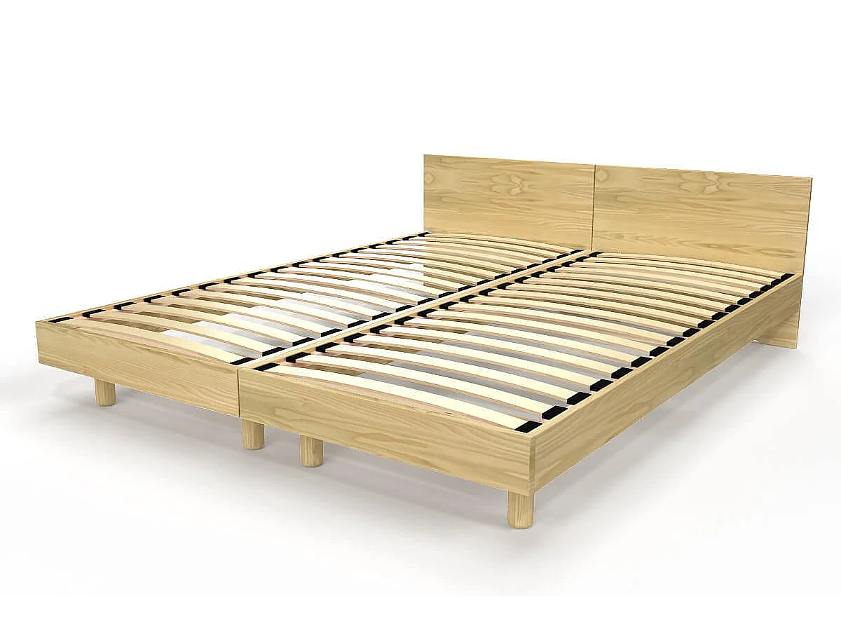 Lits jumeaux bois massif avec têtes Twin - 80x200, Miel