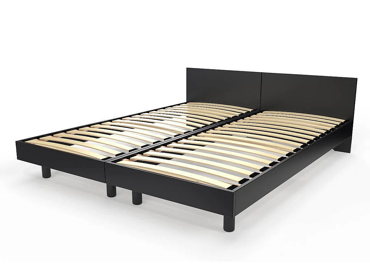 Lits jumeaux bois massif avec têtes Twin - 80x200, Noir
