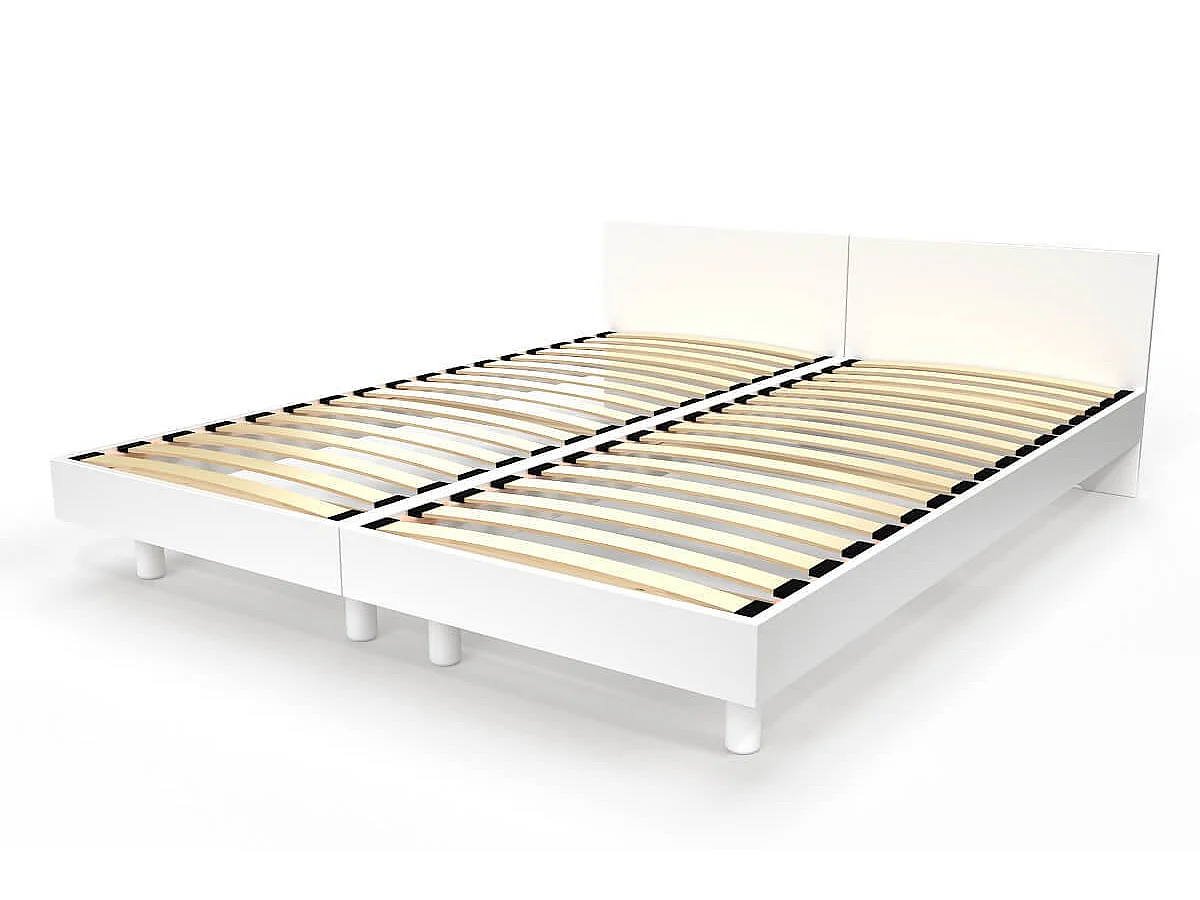 Lits jumeaux bois massif avec têtes Twin - 90x200, Blanc