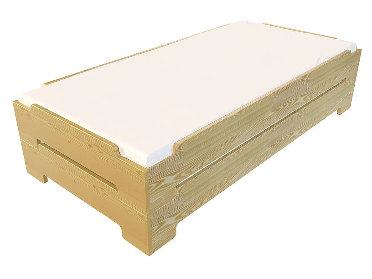 Lit Empilable 80x200 - 1 place en Bois Massif, Miel