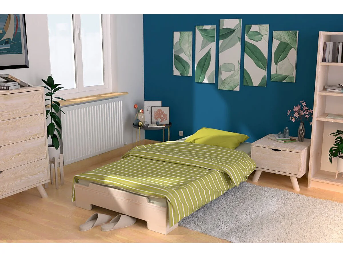 Letto impilabile 80x190 - 1 posto in legno massiccio, Legno Grezzo (senza vernice)